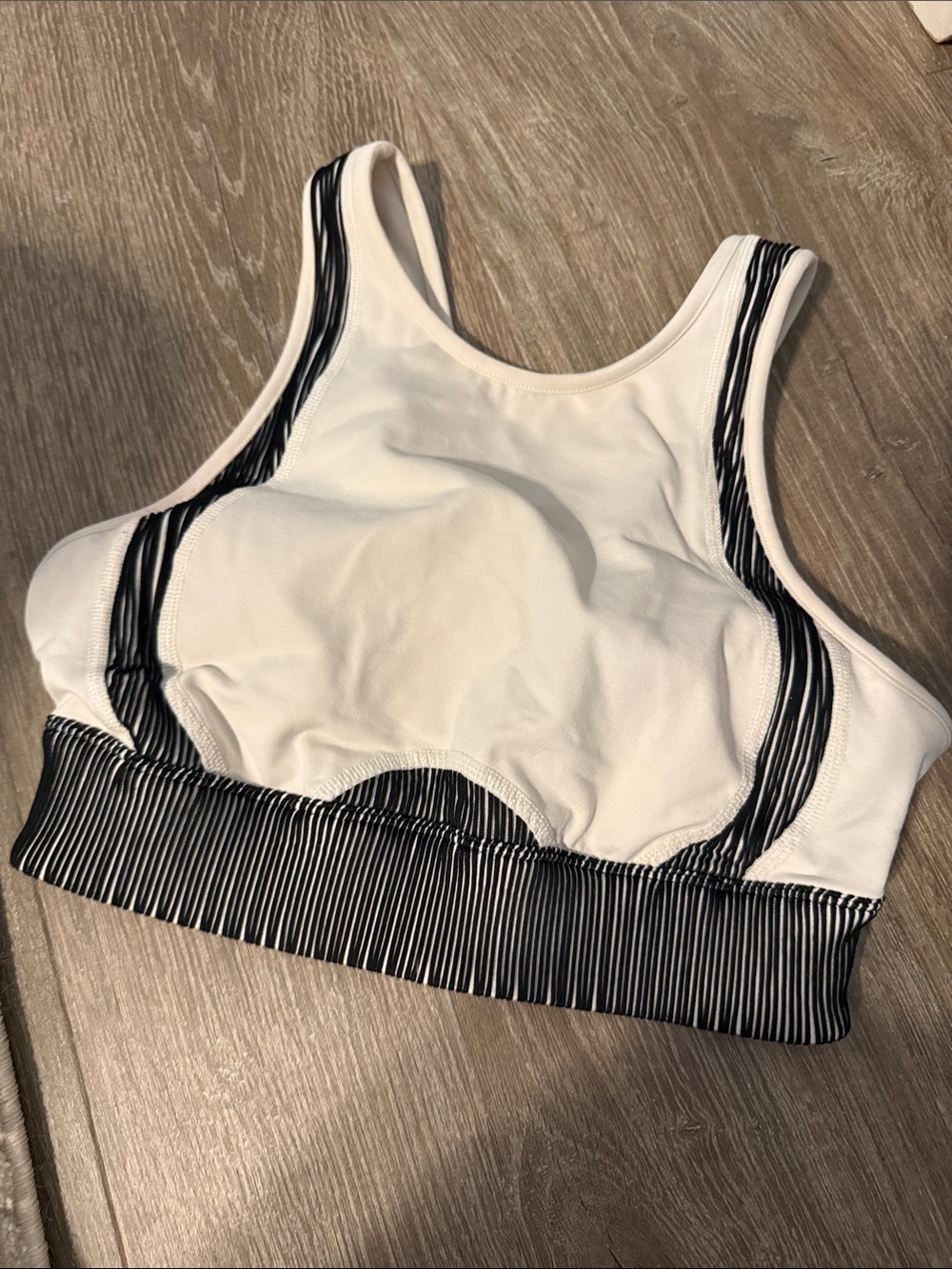 Alo White & Black Striped Women's Sports Bra